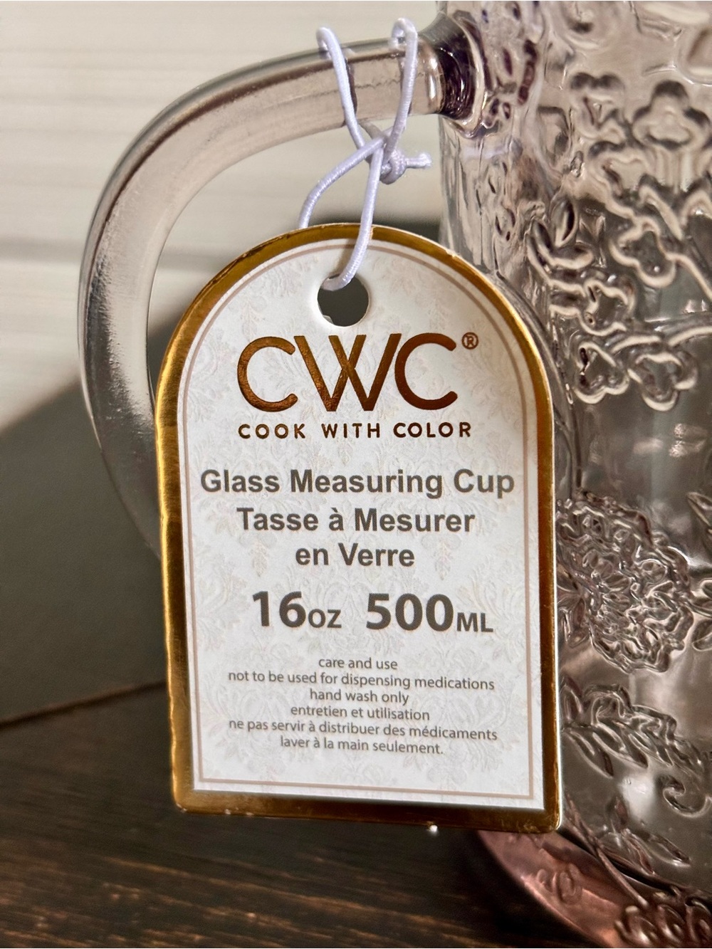 CWC Cook With Color Brown Floral Glass Measuring Cup 16oz ~ 2 Cups NEW - Picture 7 of 8